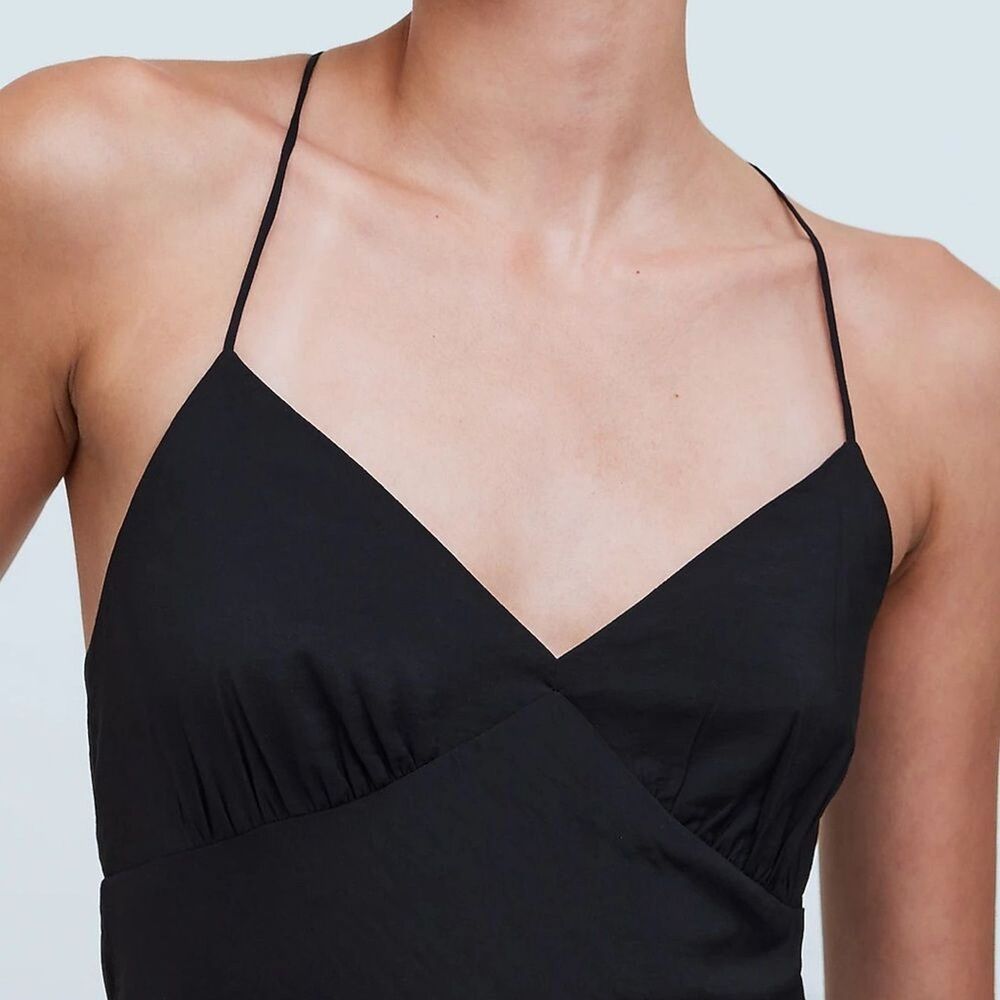 Madewell Layton Midi Slip Dress Size 10 in True Black NWT - Picture 5 of 14
